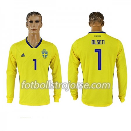 Sverige Matchtröjor Olsen 1 Hemma Fotbollströja VM 2018 Långärmad